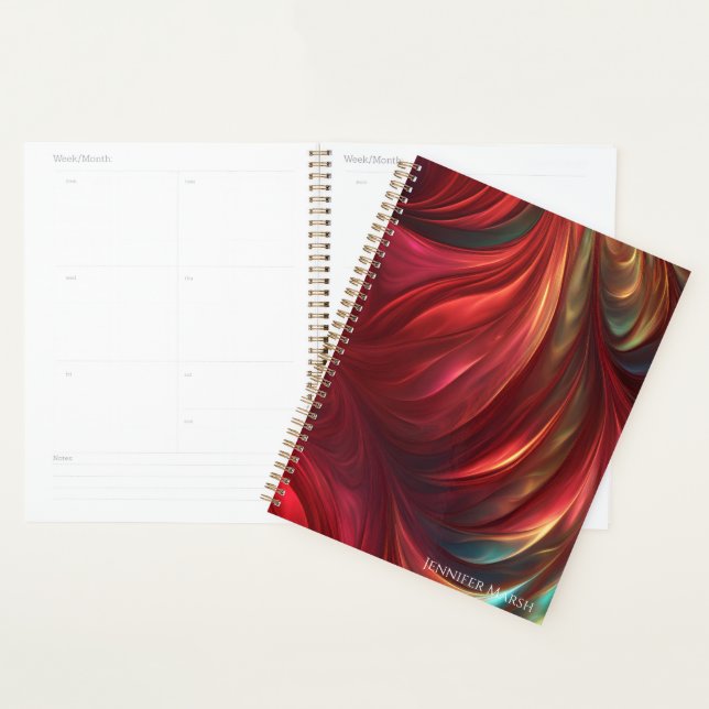 Iridescent Red Abstract Swirl Planner (Display)