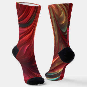 Iridescent Red Abstract Swirl Socks