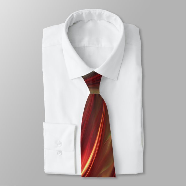Iridescent Red Abstract Swirl Tie (Tied)