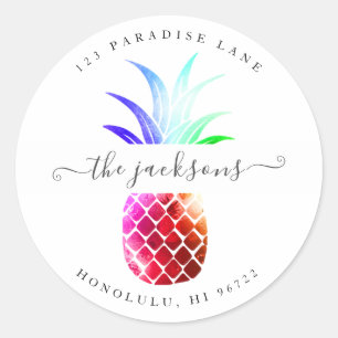 Iridescent Red Pineapple DIY Background Classic Round Sticker