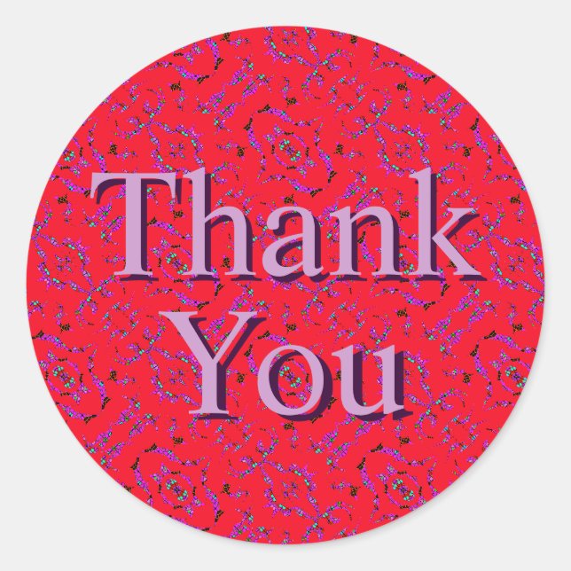 Iridescent Red Purple Pattern Thank You Stickers (Front)