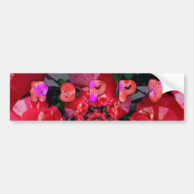  Iridescent Red Roses "Happy Valentine" Art Print/ Bumper Sticker (Front)