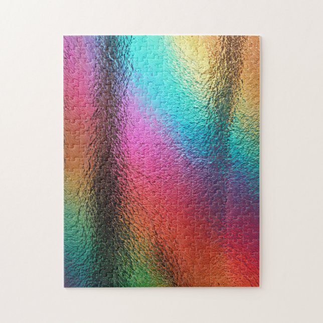 Iridescent Rippled Rainbow Glass Texture Jigsaw Puzzle (Vertical)