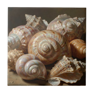 Iridescent Seashell Still Life  Ceramic Tile
