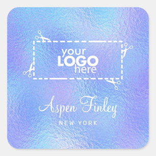 Iridescent Shimmer Elegant Logo Square Sticker
