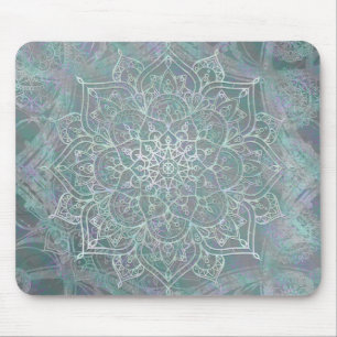Iridescent Shimmer Mandala Boho Chic Mouse Pad