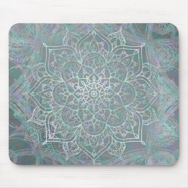 Iridescent Shimmer Mandala Boho Chic Mouse Pad (Front)