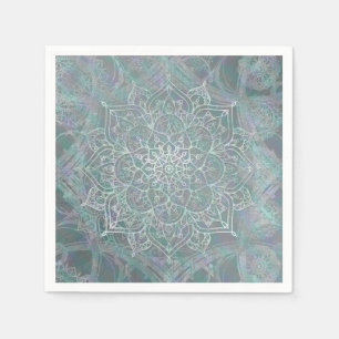 Iridescent Shimmer Mandala Boho Chic Napkin