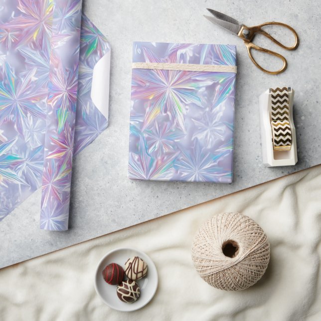 Iridescent shimmering snowflakes pattern wrapping paper (Crafts)