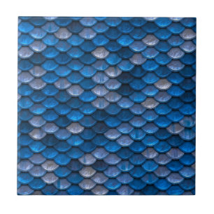 Iridescent Shiny Blue Mermaid Fish Scales Tile