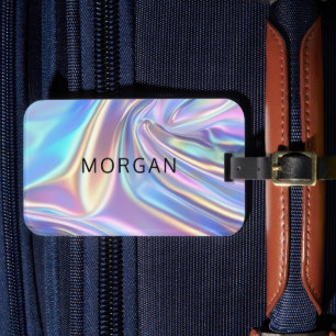 Iridescent Shiny Metallic Fabric, Name Luggage Tag