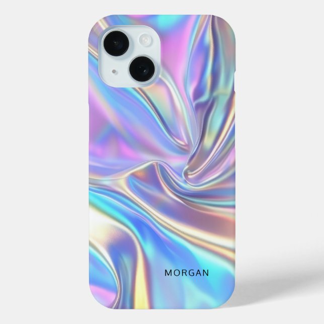 Iridescent Shiny Metallic Fabric, Small Black Name Case-Mate iPhone Case (Back)