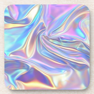 Iridescent Shiny Metallic Fabric, Teal Gold Purple Coaster