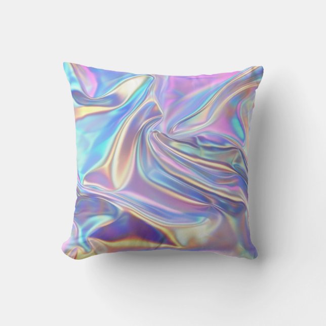 Iridescent Shiny Metallic Fabric, Teal Gold Purple Cushion (Front)