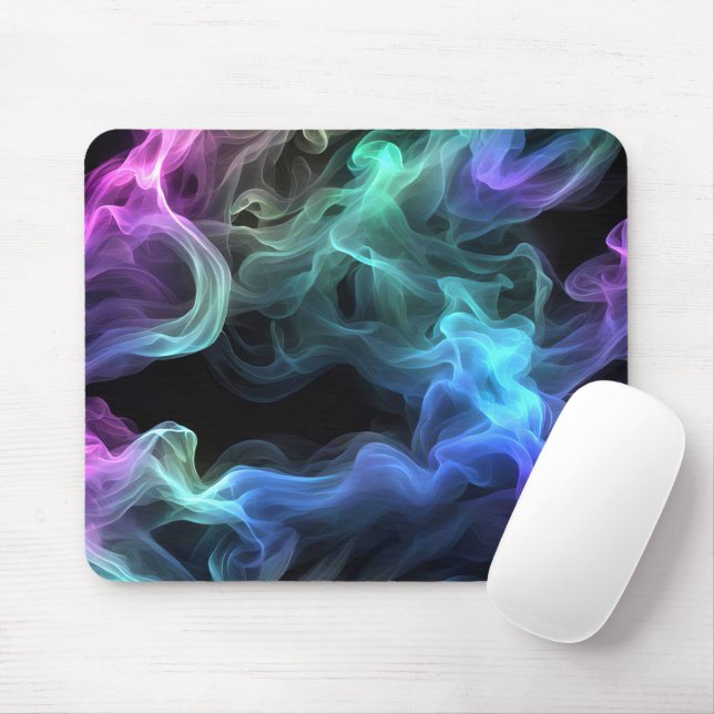 Iridescent Smoke On Black Mouse Pad (With Mouse)