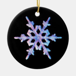 Iridescent snowflake ceramic ornament