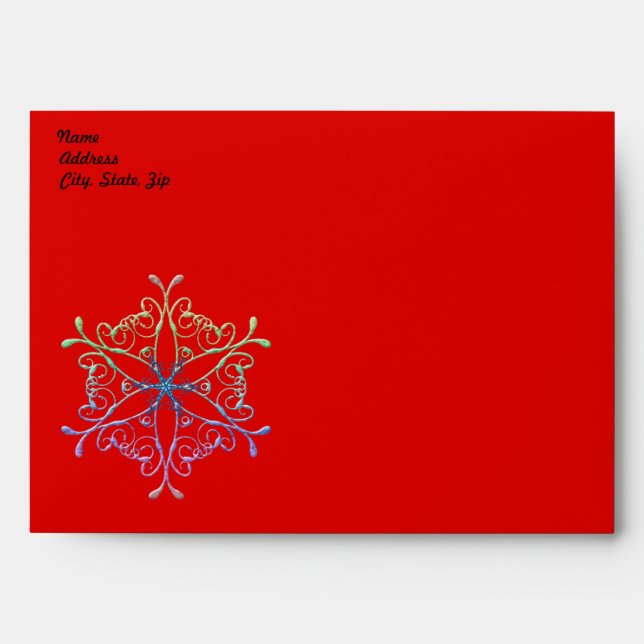 Iridescent Snowflake Envelope Template (Front)