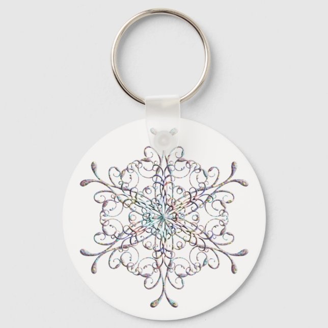 Iridescent Snowflake keychain (Front)