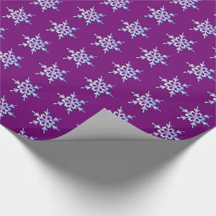 Iridescent snowflake on amethyst purple wrapping paper