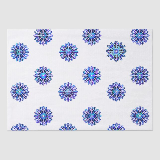 Iridescent Snowflakes Christmas Hanukah Gift Wrap Tissue Paper (Front)