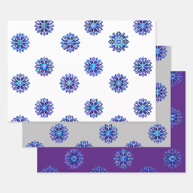 Iridescent Snowflakes Christmas Hanukkah Gift Wrap (Set)