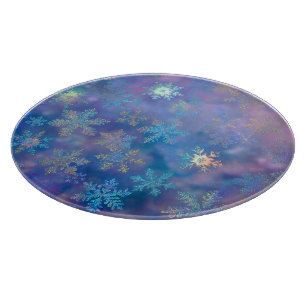 Iridescent snowflakes cutting board