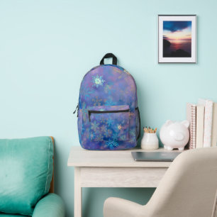 Iridescent snowflakes printed backpack
