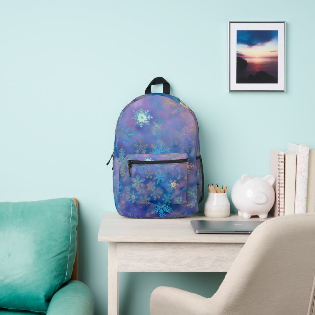 Iridescent snowflakes printed backpack (Insitu)