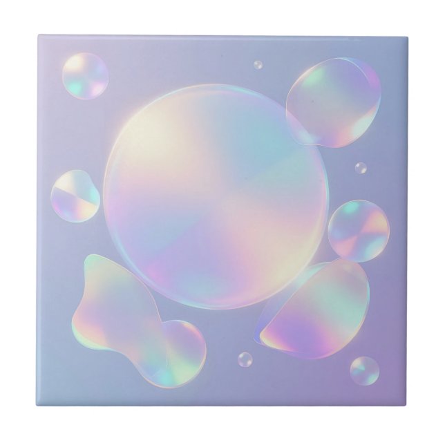 Iridescent Soap Bubble Dream Ceramic Tile (Front)