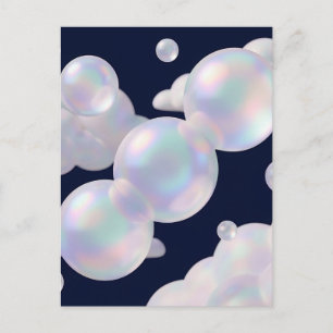 Iridescent Soap Bubbles Floating Dark Blue Dreamy  Postcard