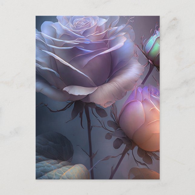 Iridescent Soft Focus Light Spectrum Roses Postcard (Front)
