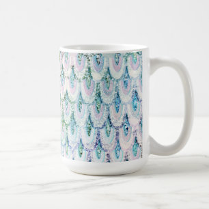Iridescent teal Glitter Mermaid Fish Scales Coffee Mug