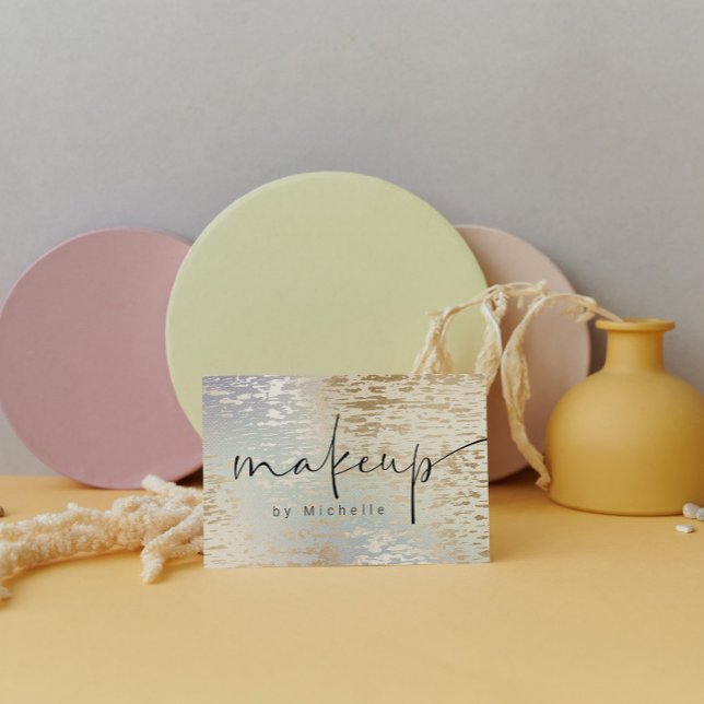 Iridescent Textured Modern Makeup Artist Business Card (Creator Uploaded)