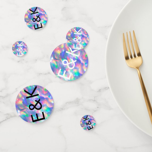 Iridescent Ultra Modern Monogram Wedding Confetti (Group)