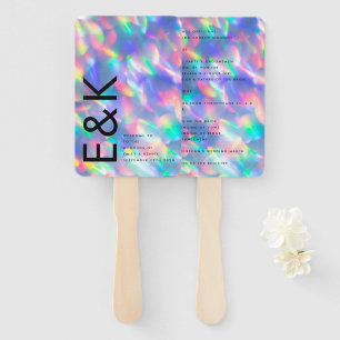 Iridescent Ultra Modern Monogram Wedding Hand Fan