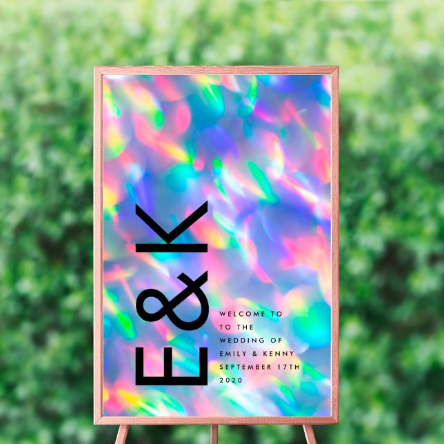 Iridescent Ultra Modern Monogram Wedding Poster (Creator Uploaded)