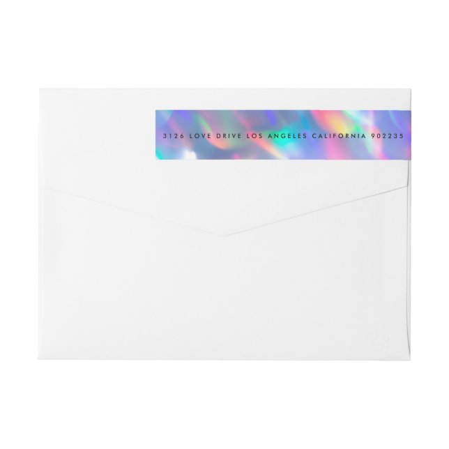 Iridescent Ultra Modern Monogram Wedding Wrap Around Label (Back)