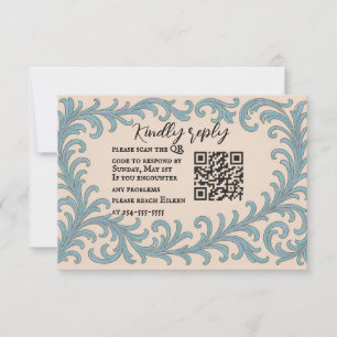 Iridescent Vow QR Code Wedding RSVP Card