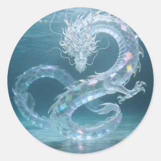 Iridescent Water Dragon Art Fantasy Dragon Design Classic Round Sticker