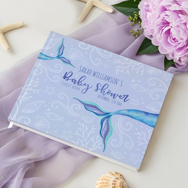 Iridescent Watercolor Mermaid Purple Baby Shower Guest Book (Iridescent Watercolor Mermaid Purple Baby Shower Guest Book)