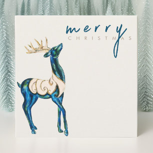 Iridescent Watercolor Reindeer Merry Christmas Holiday Card