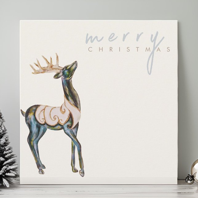 Iridescent Watercolor Reindeer Merry Christmas  Holiday Card (Creator Uploaded)