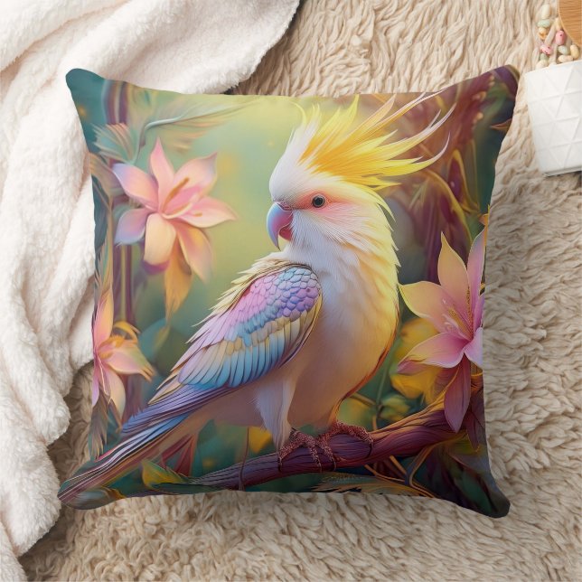 Iridescent Wing Cockatiel Fantasy Bird Cushion (Blanket)