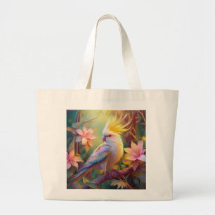 Iridescent Wing Cockatiel Fantasy Bird Large Tote Bag