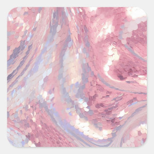 Iridesecent Pink and Purple Sequin Square Sticker