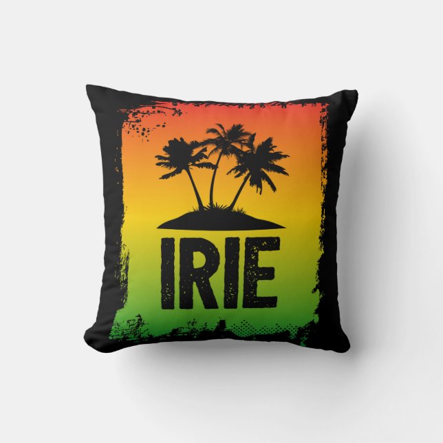 Irie Jamaican Patois Chill Out Hello Black Sunset Cushion (Front)