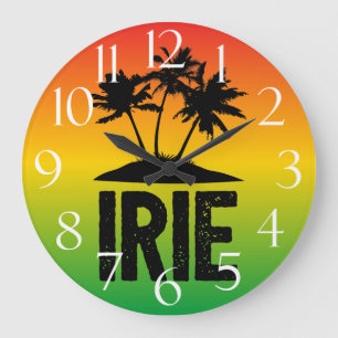 IRIE Jamaican Rastafarian Sunset and Palm Trees Large Clock