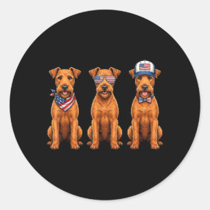 Irierrier 4th Of July Aamerican Flag Dog Patriotic Classic Round Sticker