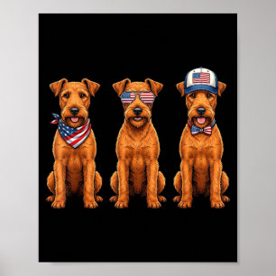 Irierrier 4th Of July Aamerican Flag Dog Patriotic Poster
