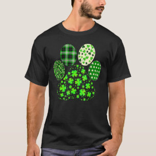 Iriish Cute Dog Paw C St Patrick's Day Lucky Shamr T-Shirt